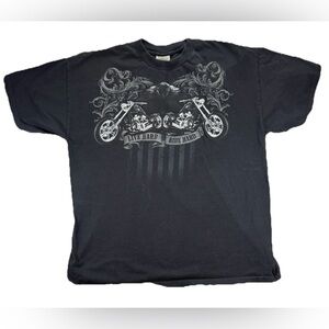Vintage Live Hard Ride Hard Motorcycle T Shirt Men's XL Black Y2K Biker Chopper